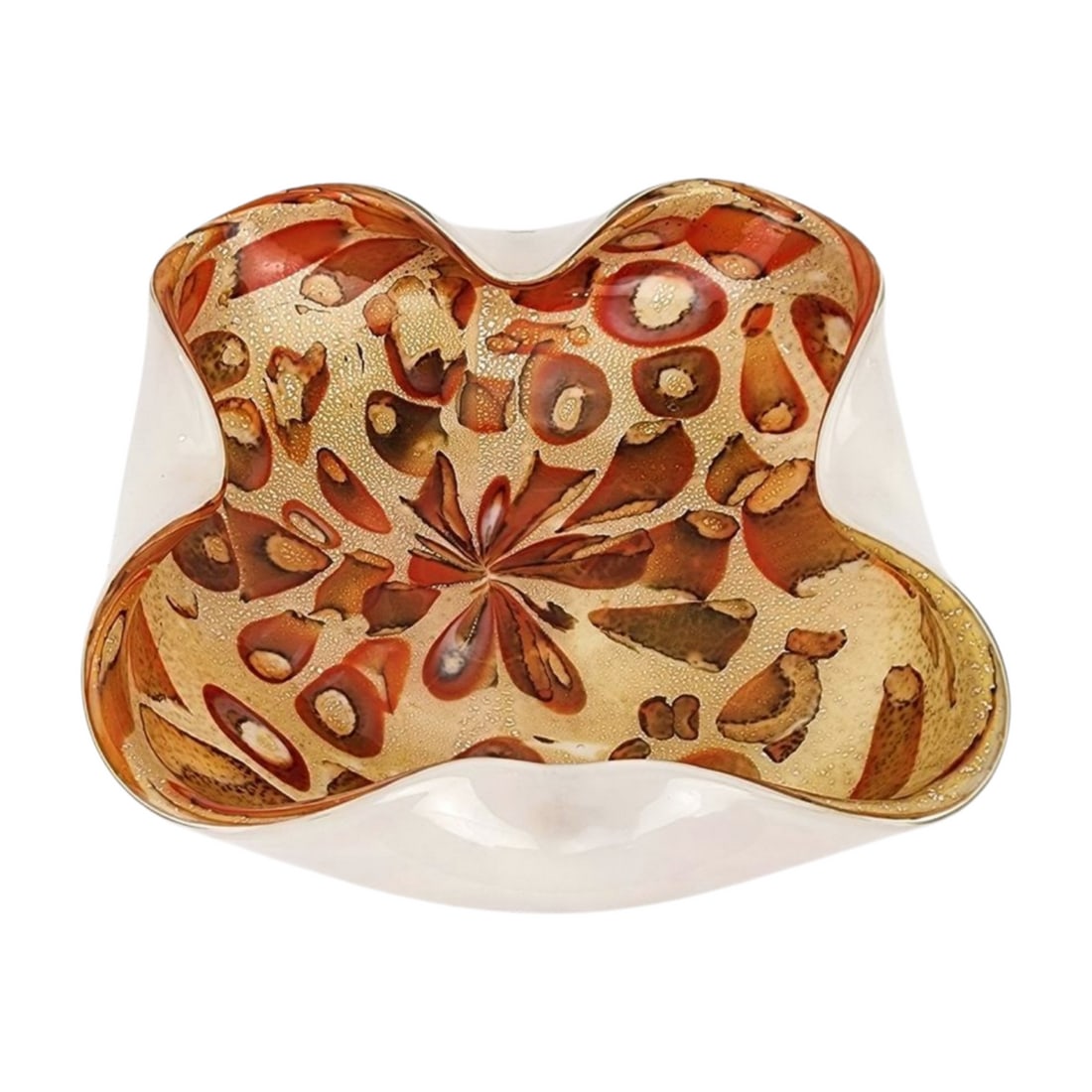 Vintage Fratelli Toso 'Tutti Frutti' Murano Art Glass Bowl Sculpture: Vintage Venetian art glass Murano Fratelli Toso 'Tutti Frutti' centerpiece bowl. Measures 3" x 9 1/4" x 8".