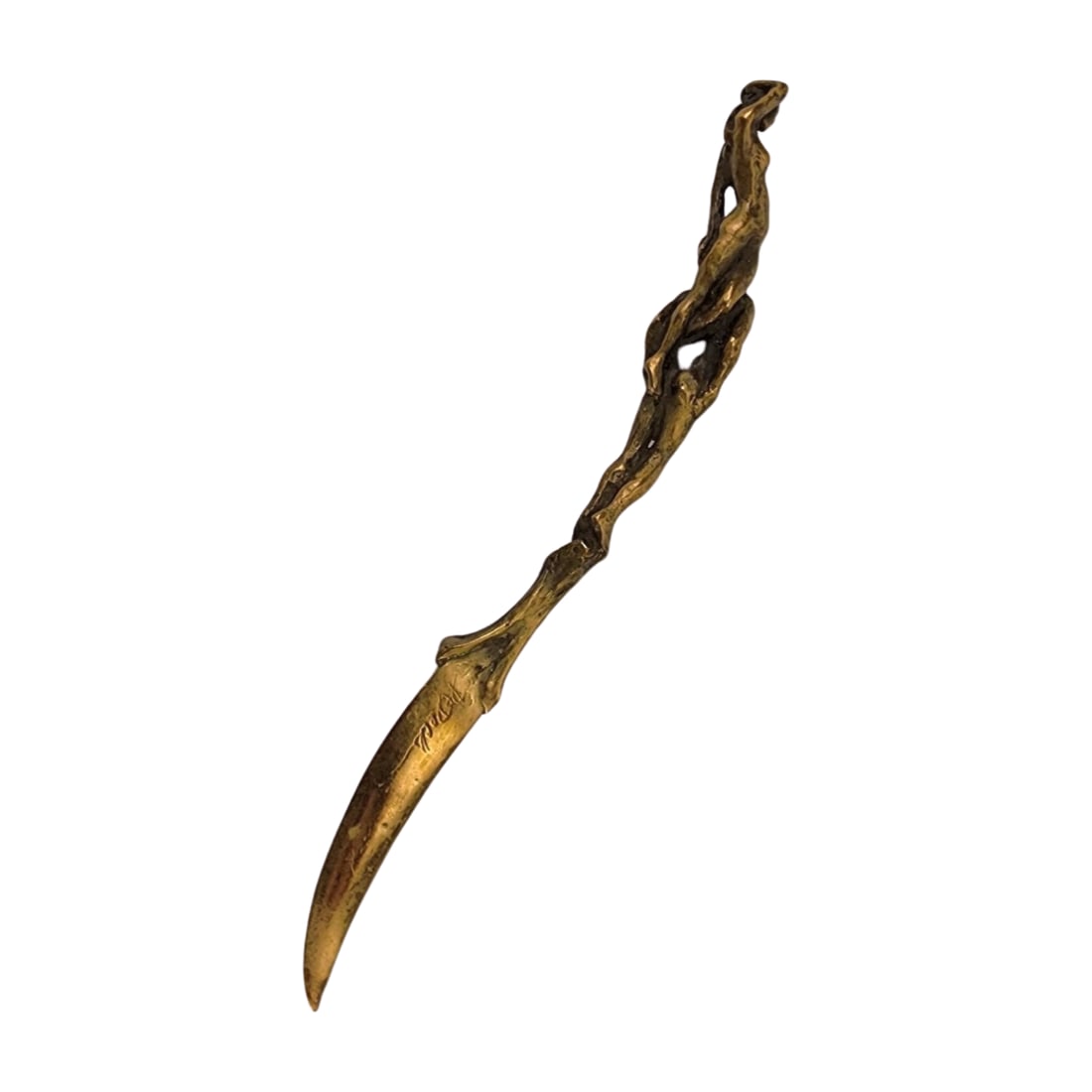 Jane Dedecker Bronze Nude Male & Female Letter Opener: Vintage Jane Dedecker signed bronze nude male & woman, modernist figural letter opener. Measures 9 1/2" x 1" with 3" blade.