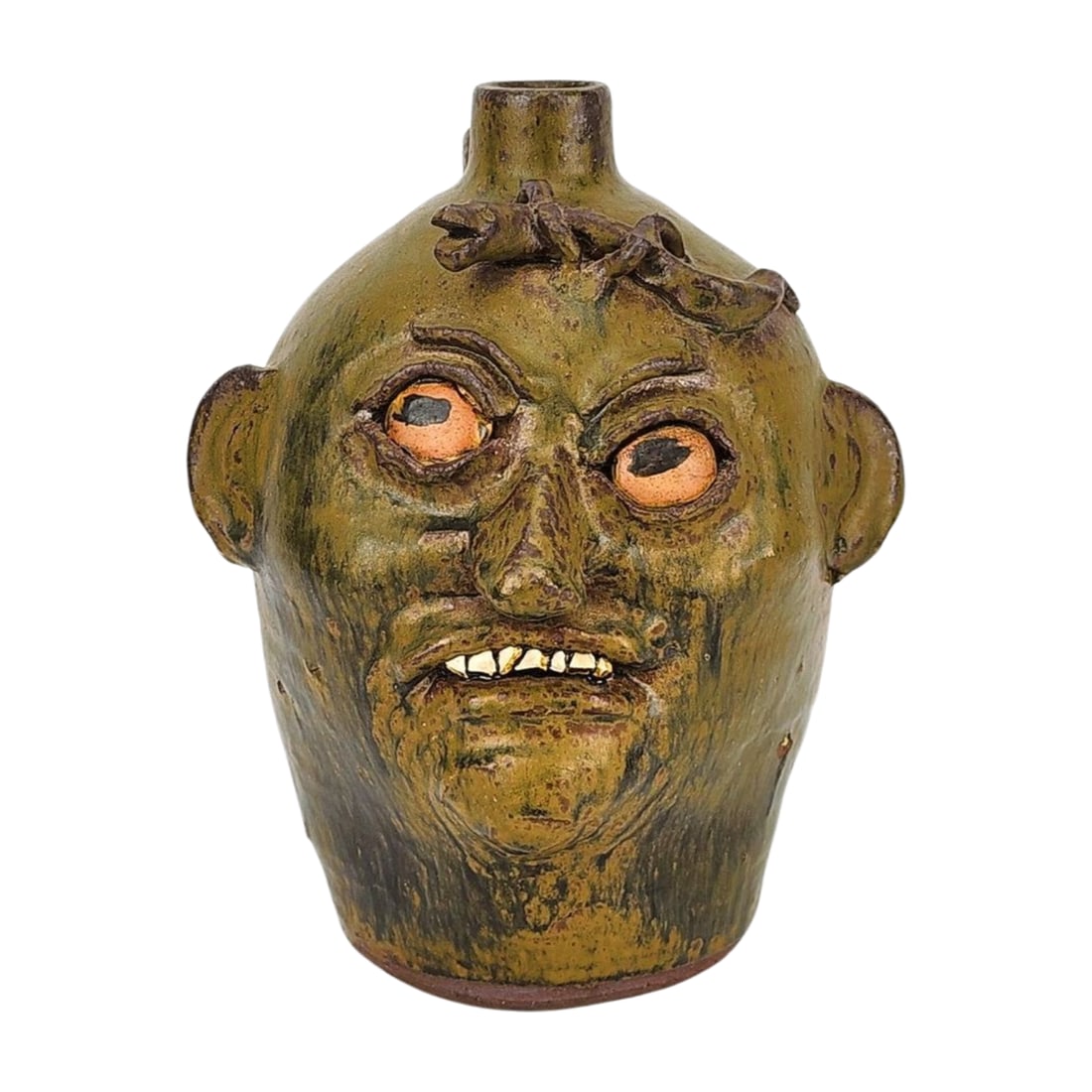 Chester Hewell Folk Art Ugly Face Pottery Jug (1 of 8)