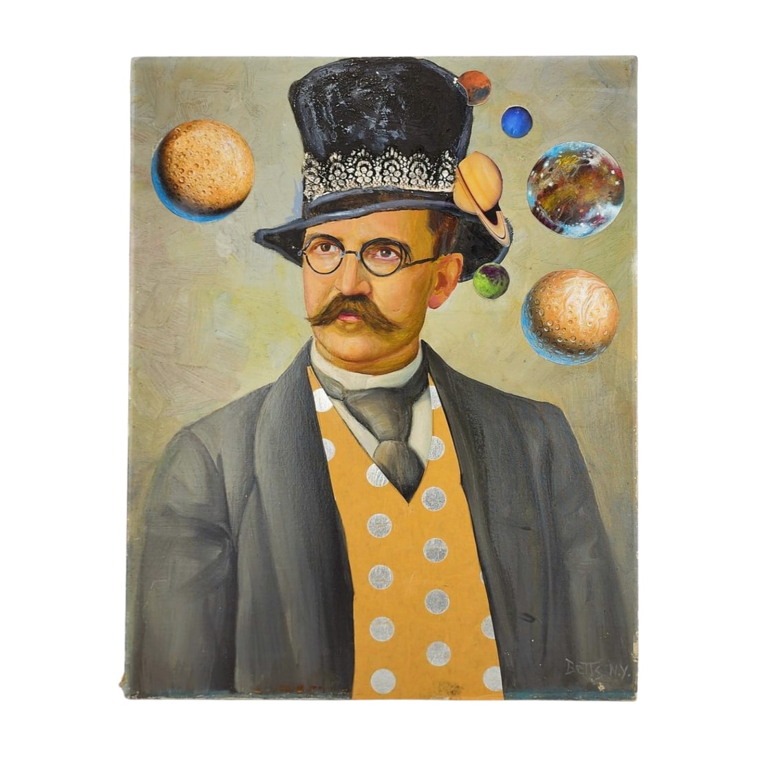 Mixed Media Astronomy Solar System Scientist Collage Painting (1 of 6)