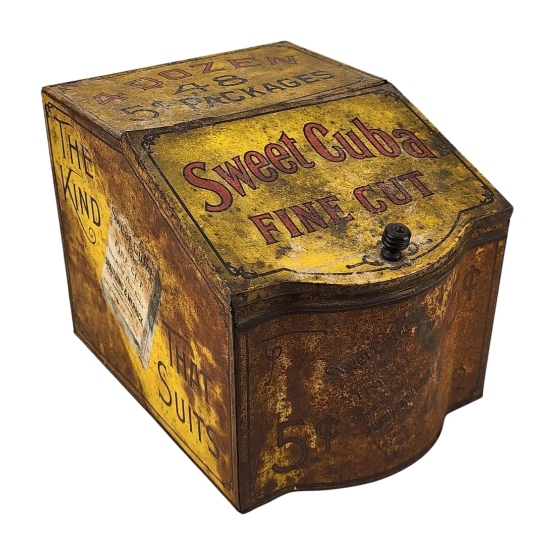 Sweet Cuban Fine Cut 5 Cent Large Cigar Tin Box Tobacco Advertising (1 of 5)