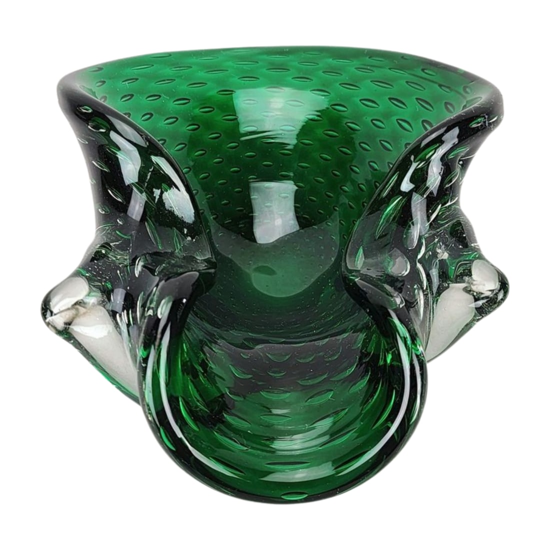 Unique Bullicante Green Murano Art Glass Tray (1 of 4)