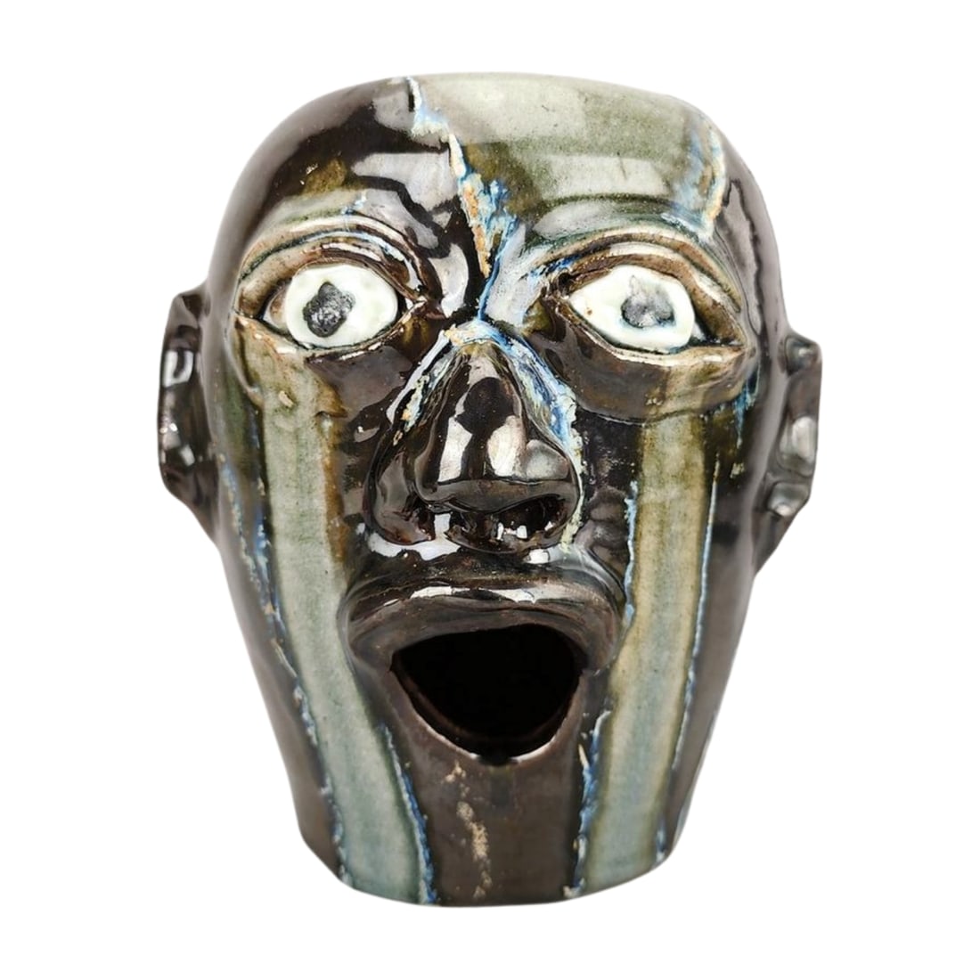 Grace Nell Hewell (1913-2012) Bird Nest Folk Art Ugly Face Jug (1 of 6)