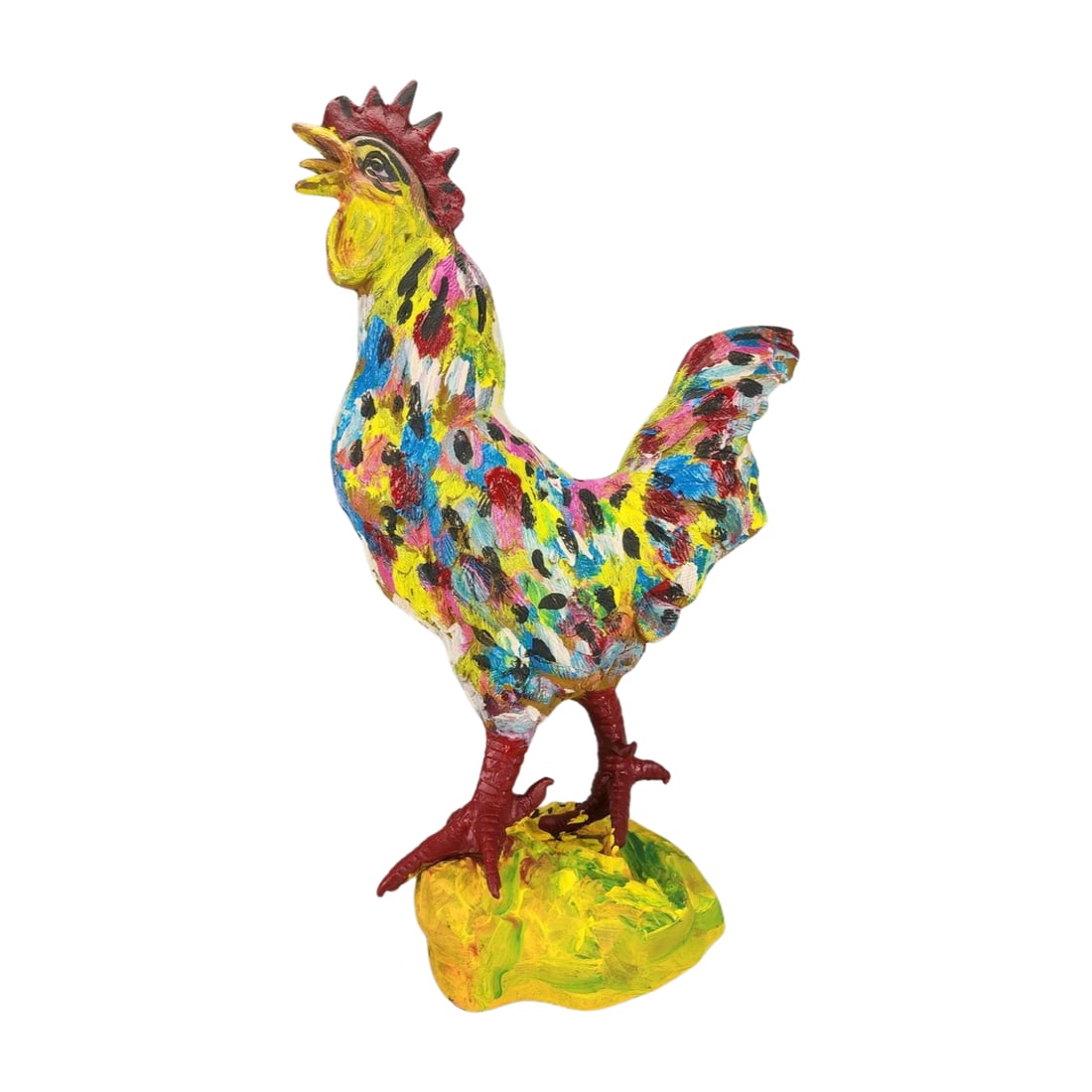 Peter Keil Rare Large Cast Iron Pop Art Painted Rooster Sculpture (1 of 9)