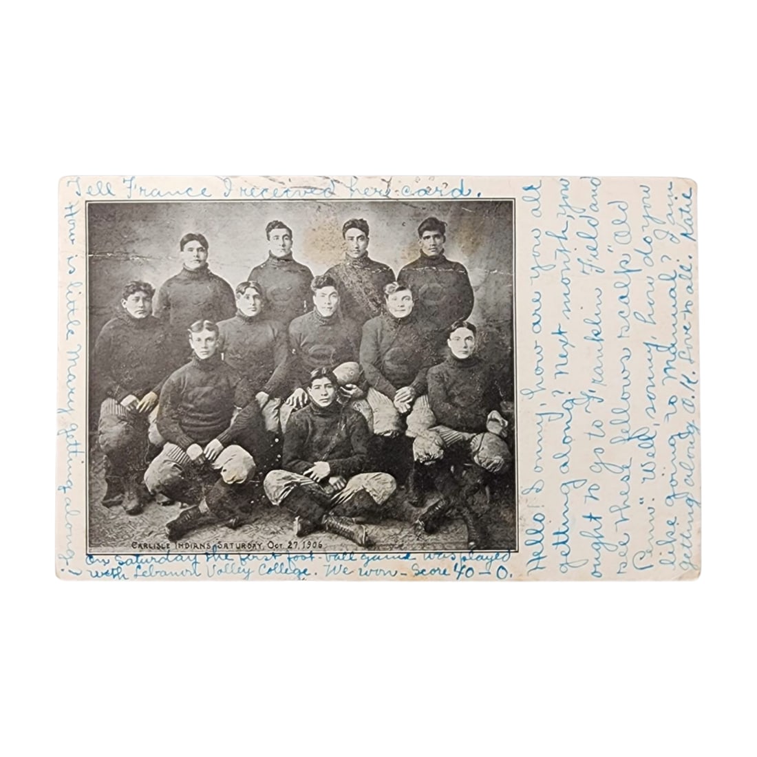 1906 Carlisle Indians Football Team Postcard, Native American First Nation (1 of 3)