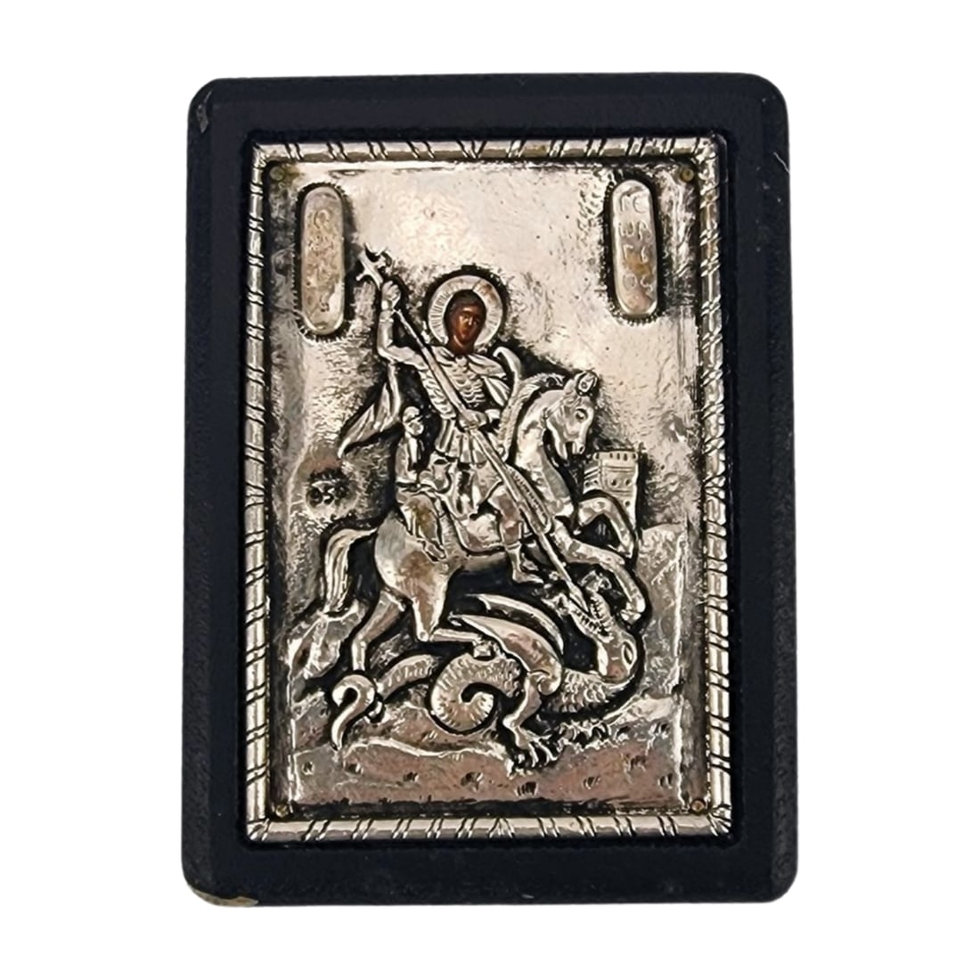 Greek Orthodox .950 Silver Religious Icon St. George Dragon Slayer Plaque (1 of 4)