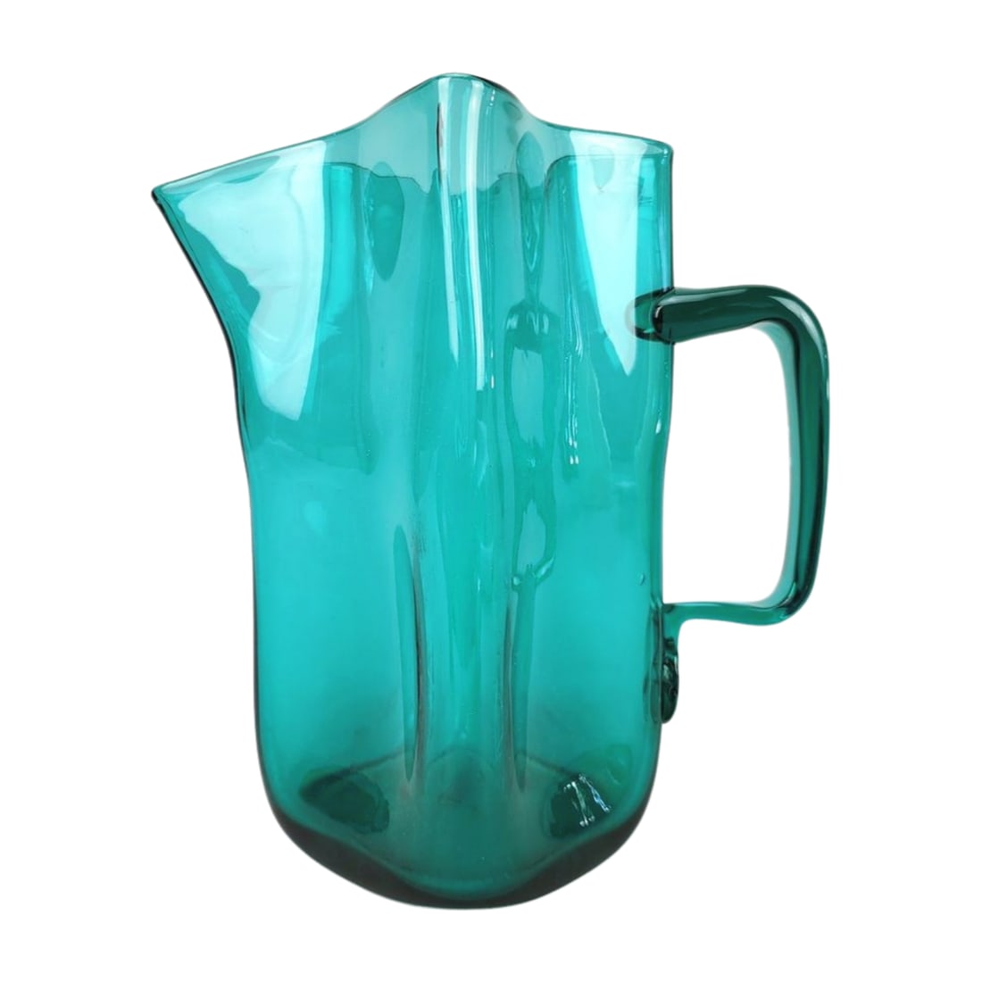 Vintage Blenko Hand Blown Teal Art Glass Pitcher (1 of 6)
