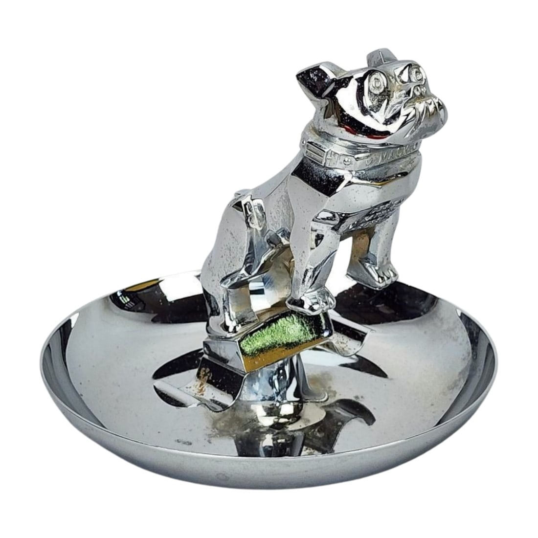 Vintage Chrome MACK Truck Bulldog Hood Ornament Cigar Ashtray: Vintage Chrome Mack Truck Bulldog hood ornament ashtray by Central Die Casting & MFG Co. Chicago. Measures 6 1/4" x 7".