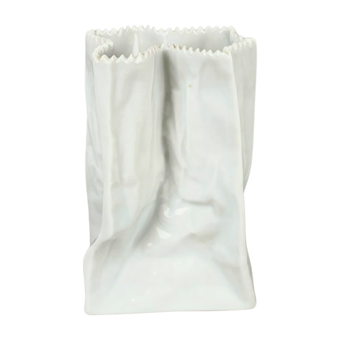 Vintage White Porcelain Rosenthal Paper Bag Design Sculpture: Vintage Rosenthal Germany white porcelain paper bag design art sculpture decor. Measures 6" x 3 1/2" x 3".