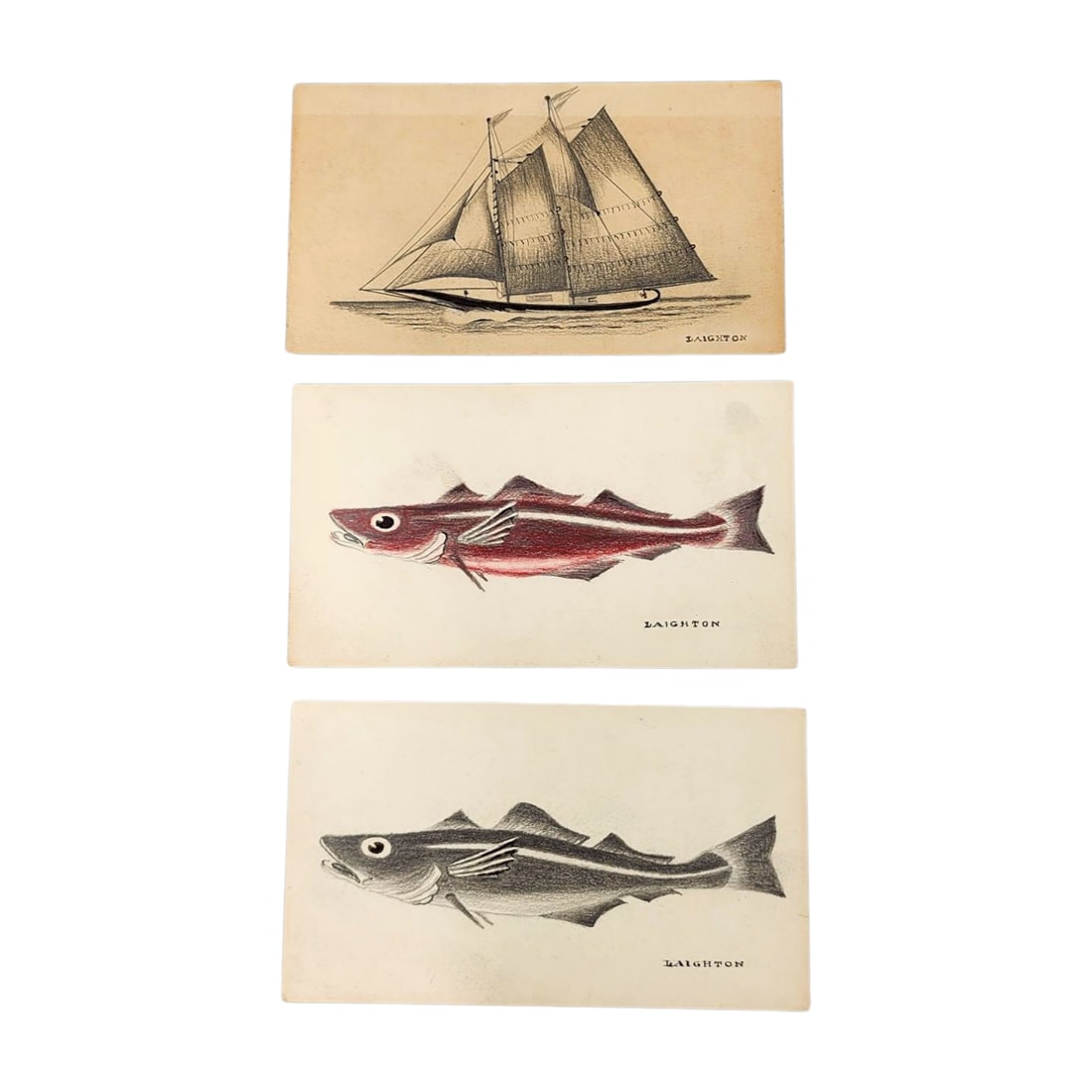 Oscar Laighton (1839-1939) Hand Drawn Postcards (1 of 5)