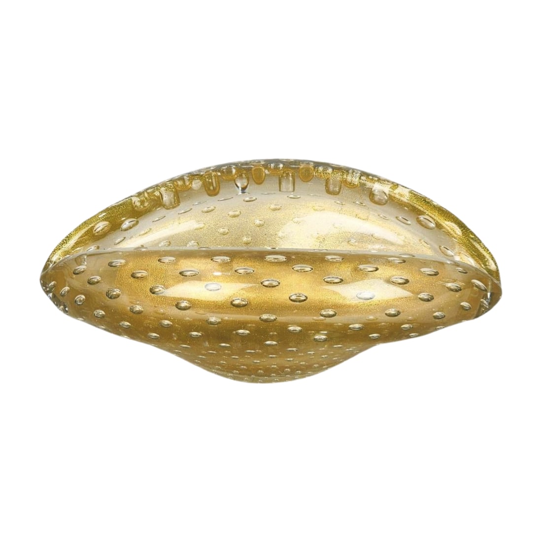 Murano Art Glass Bullicante Free Form Bowl: Vintage mid century modern Italian art glass bowl. Techniques of aventurina and bullicante. Measures 3 1/4" x 7 1/2" x 5".