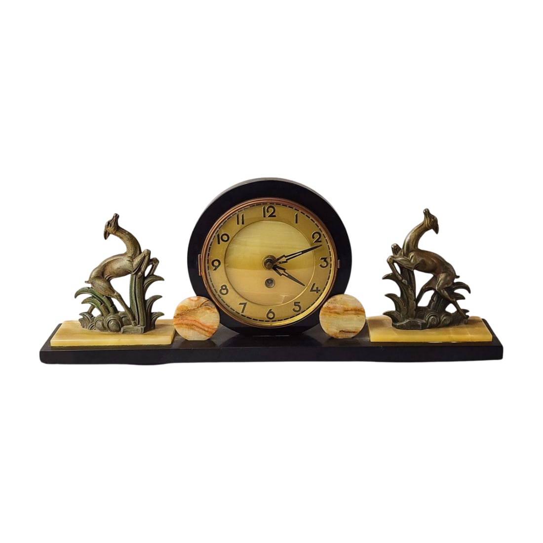 Art Deco Mantel Clock with Gazelle Figures (1 of 9)
