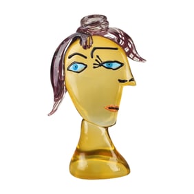Walter Furlan Murano Art Glass Abstract Woman Face Sculpture