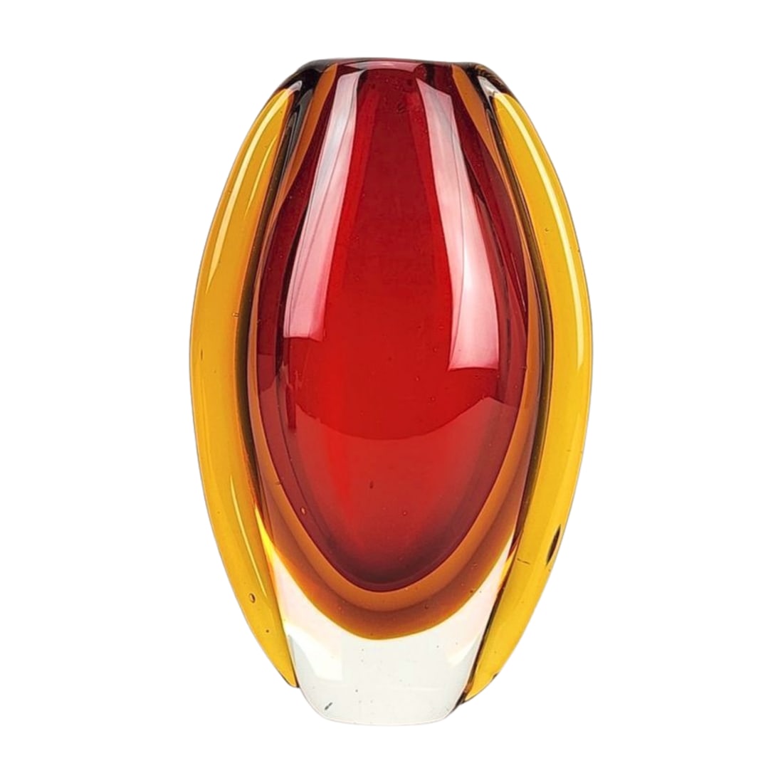 Murano Sommerso Red and Amber Glass Vase (1 of 6)
