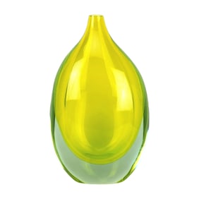 Flavio Poli Murano Sommerso Green and Yellow Glass Vase