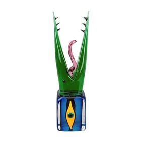 Italian Murano Art Glass Sculpture Venus Fly Trap Plant by Cammozzo e Vianello