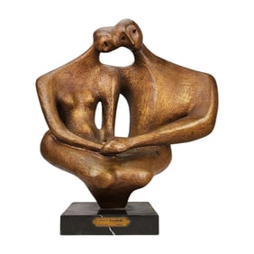 Bronze Sculpture of Embracing Figures by Agusto Escobedo