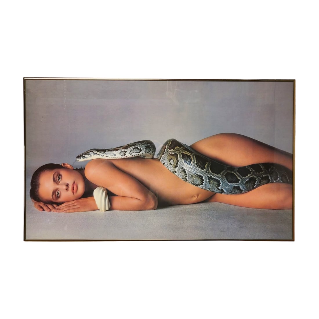 Richard Avedon, Natassja Kinski and the Serpent Poster: Vintage original 1981 framed Natassja Kinski and the Serpent poster by Richard Avedon. Measures 20 1/4" x 33 1/4" total with frame.