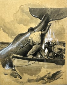 Gordon Grant Original Whaling Illustration – Ink and Wash Painting