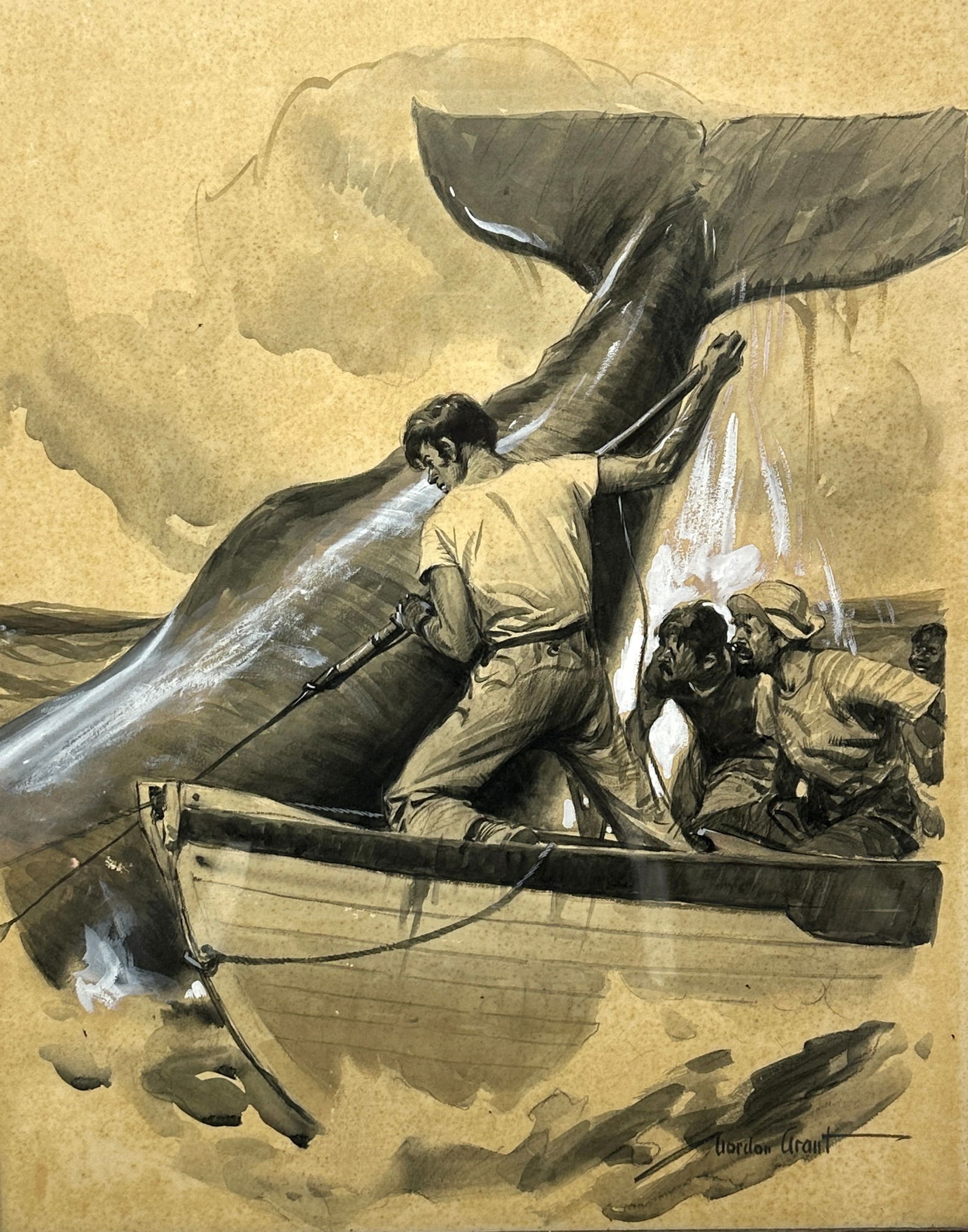 Gordon Grant Original Whaling Illustration – Ink and Wash Painting (1 of 8)