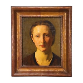 1893 Lady Portrait Painting Oil on Board