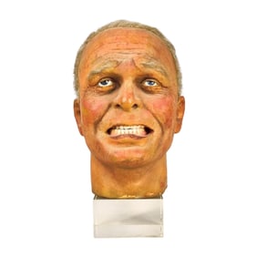 Vintage Wax Museum Anatomical Display Head Sculpture with Lucite Stand