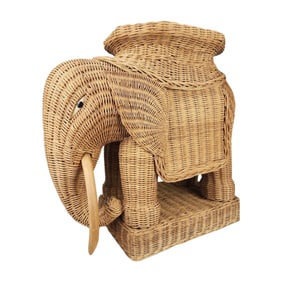 Wicker Elephant Side Table