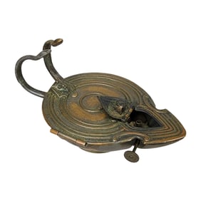 Antique Egyptian Revival Bronze Whale Oil Lamp