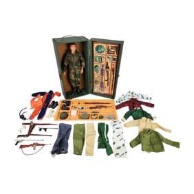 Vintage G.I. Joe Action Figure Set with Footlocker and Accessories
