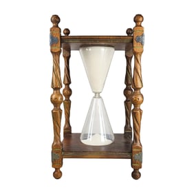 Antique Large Wooden Hourglass Side Table