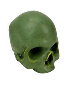 Matte Green Art Pottery Skull