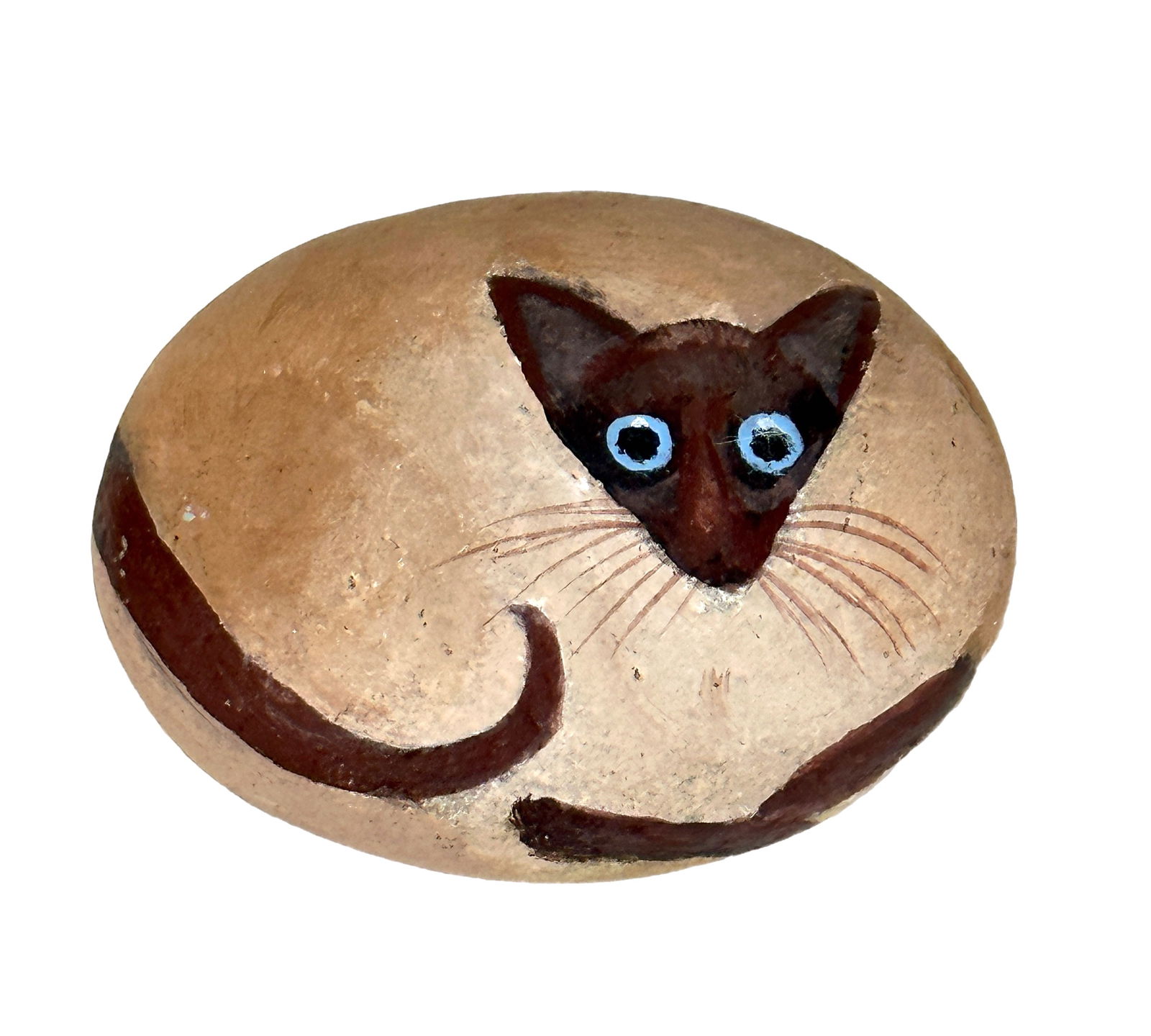Magaret Keane Big Eye Siamese Cat Painting Pet rock (1 of 4)