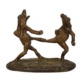 Marcel Brisson Boxing Frogs Bronze Scultpure