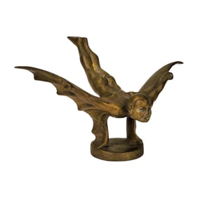 Art Deco Bronze Winged Man Figural Hood Ornament