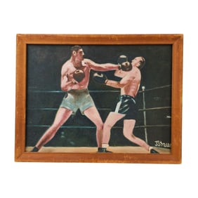 1940s Boxing Painting Original Artwork