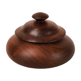 Turned Wood Walnut Lidded Bowl by Knud Oland