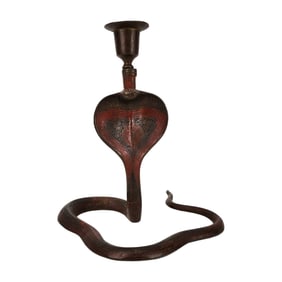 Vintage Brass Egyptian Revival Cobra Snake Candlestick
