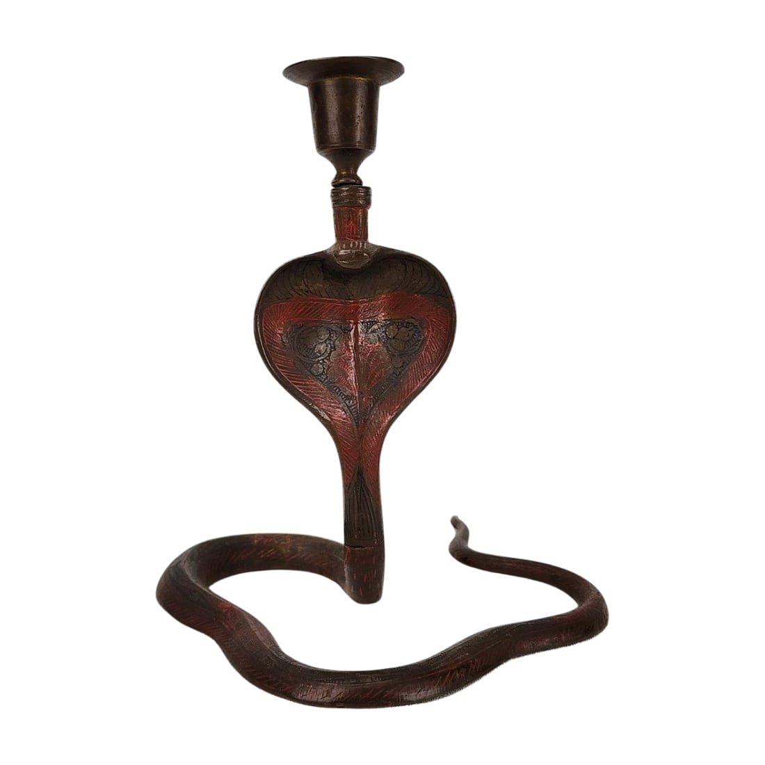 Vintage Brass Egyptian Revival Cobra Snake Candlestick (1 of 6)