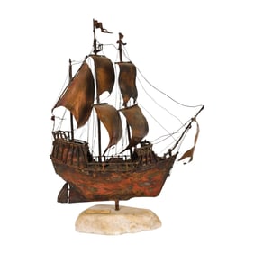 Vintage Jim Lewk Brutalist Ship Sculpture