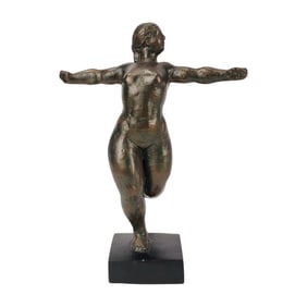 Vintage Bronze Dancing Lady Sculpture