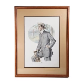 Vintage Suit Advertising Illustration Print Golfing 1940's