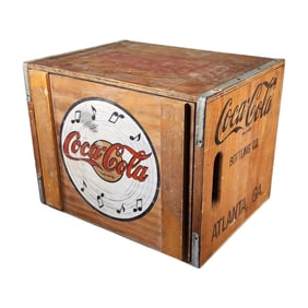 Vintage Drink Coca Cola in Bottles Wood Crate Record Holder Atlanta Georgia