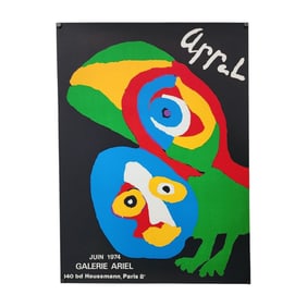 Karel Appel Original 1974 Galerie Ariel in Paris Exhibition Lithograph Poster