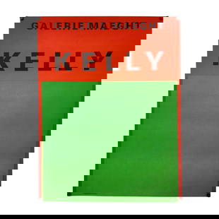 Original 1964 Ellsworth Kelly Galerie Maeght Paris Geometric Poster: Ellsworth Kelly (1923-2015) original 1964 Paris Gallery exhibition poster with bright orange and green rectangle. Measures 20 1/4" x 26".