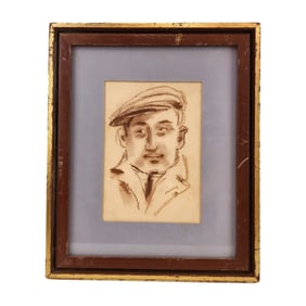 David Burliuk Portrait 'Man in peaked hat' 1939