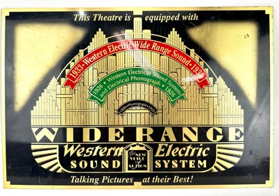 Western Electric Art Deco Theatre Brass Advertising Sign