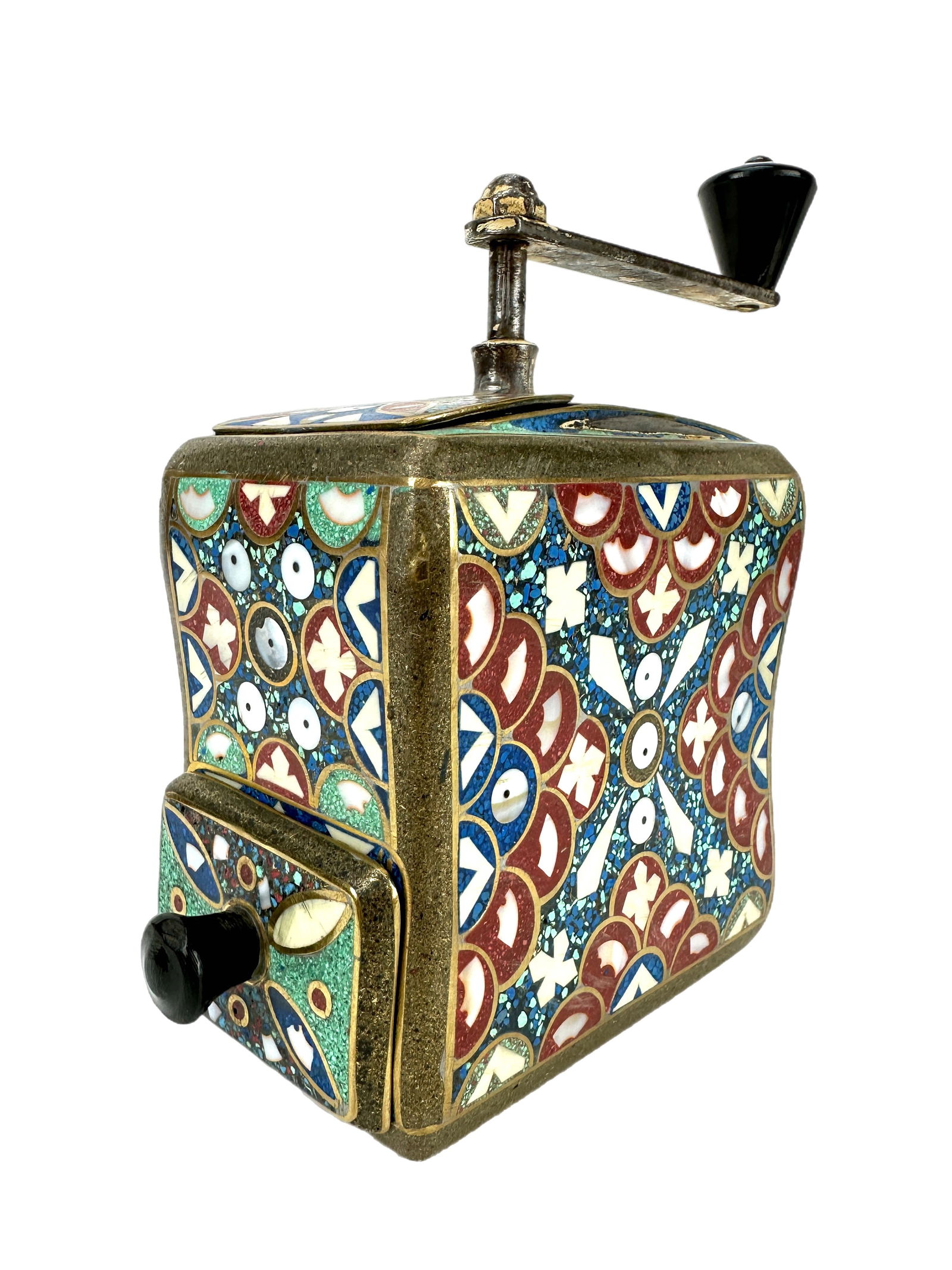 Antique Cloisonne Abalone Shell Inlay Coffee Grinder (1 of 6)