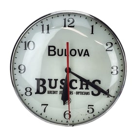 Bulova Advertising Clock Buschs Kredit Jewelers and Opticians