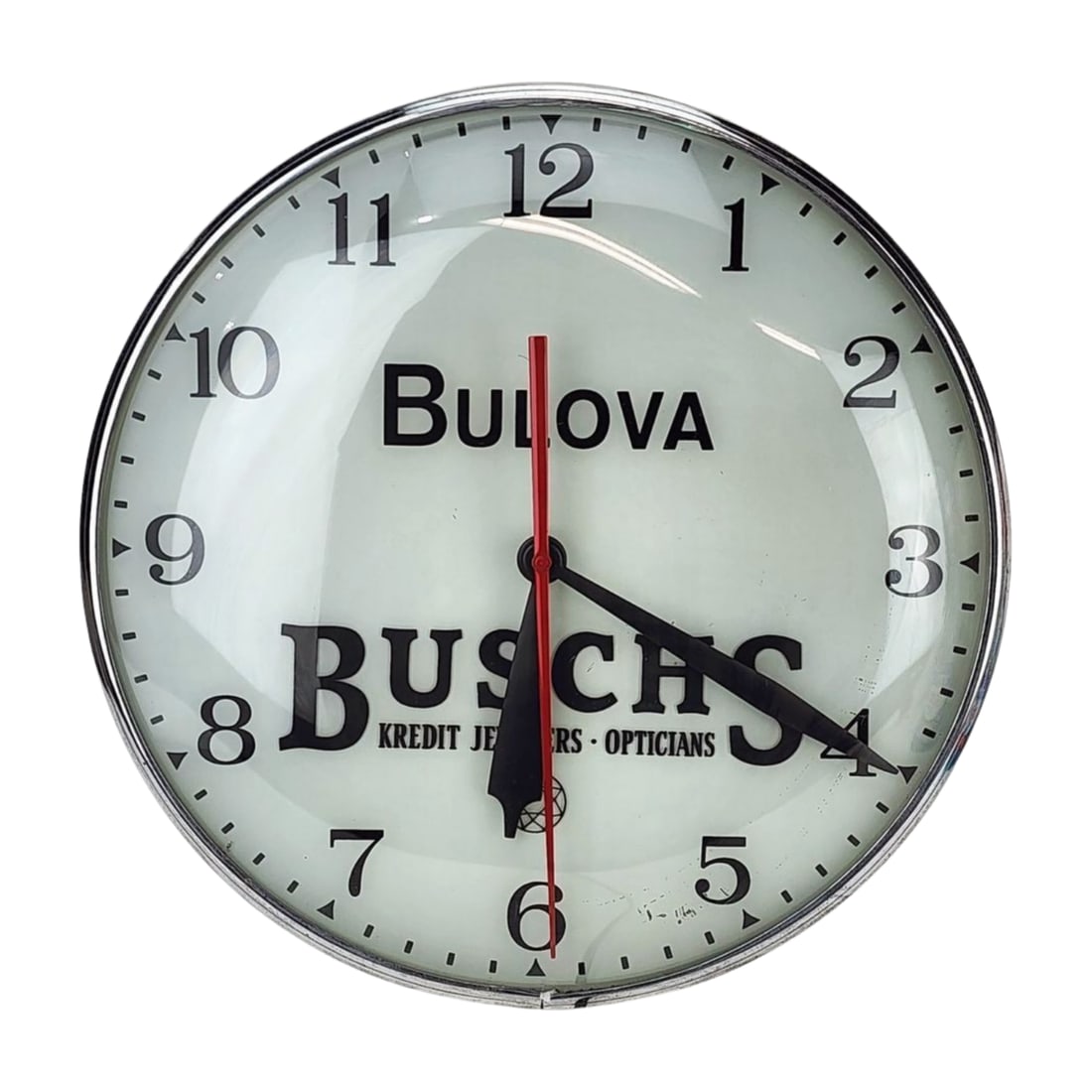 Bulova Advertising Clock Buschs Kredit Jewelers and Opticians (1 of 6)