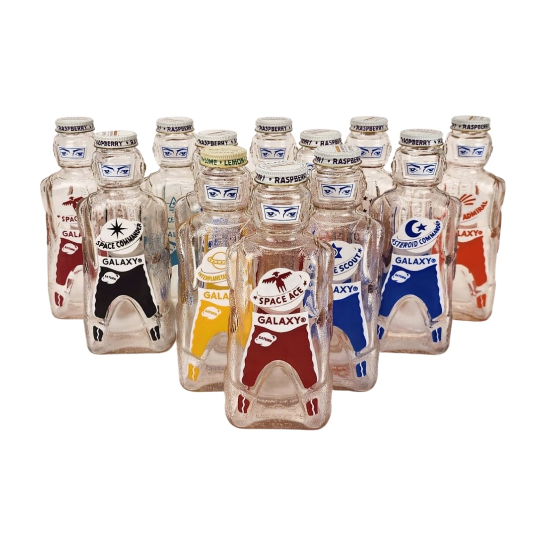 Vintage Galaxy Home Soft Drink Syrup Spaceman Bottles Set with Box (1 of 5)